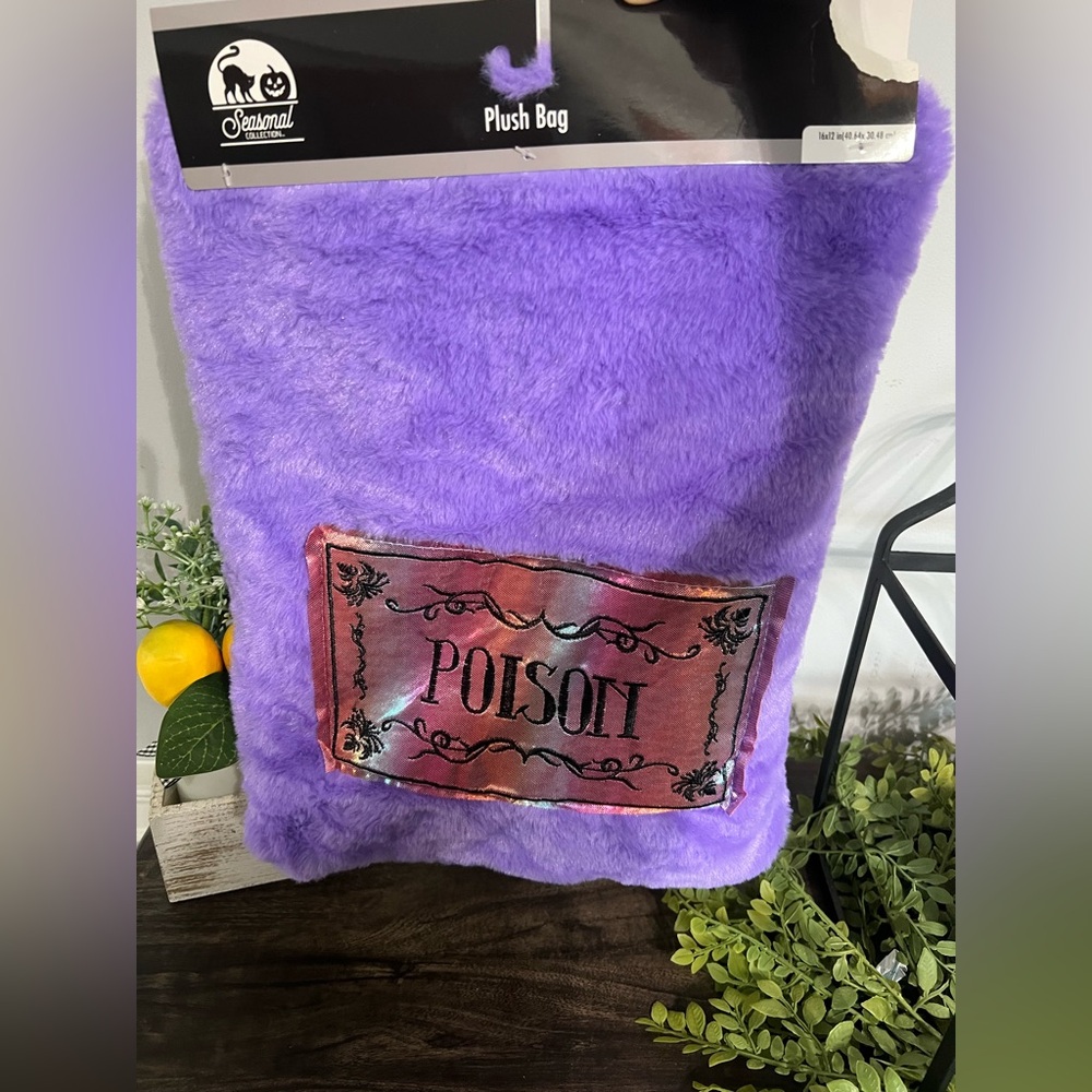 Purple Fleece Halloween “Poison “ Tote Bag NWT
